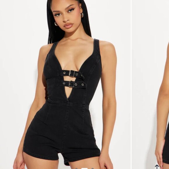 Denim Romper - Picture 3 of 4